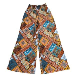 Wide Leg Palazzo Pants‎ Geometric Print Elastic Waist Women Medium NWOT Bohemian